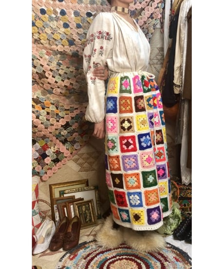 granny square skirt white