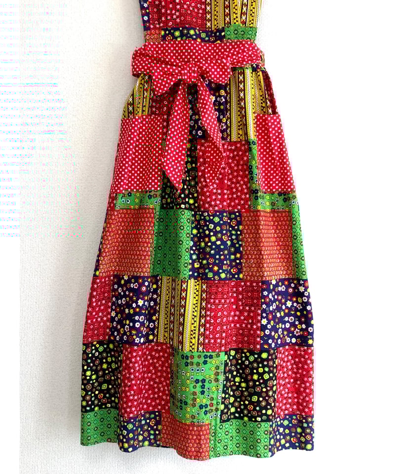 70s patchwork print apron dress | Quilt