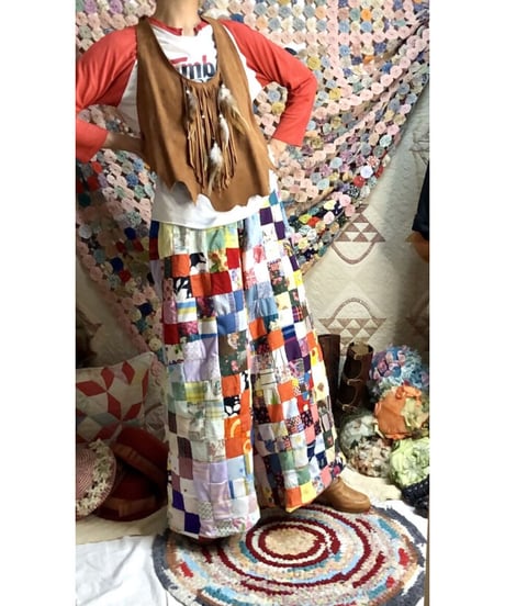 patchwork super wide pants
