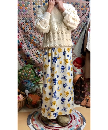 70s butterfly & flower print skirt
