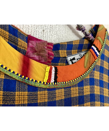 plaid beads rayon dress