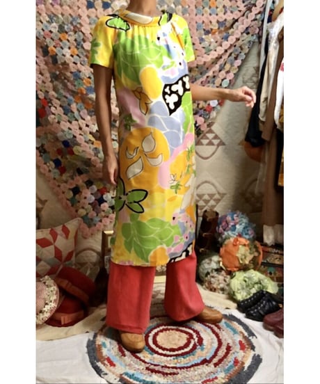 60's flower midi dress