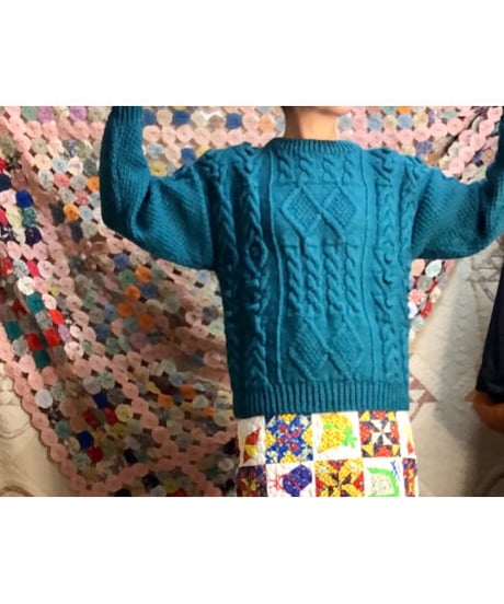 pom pom fisherman sweater  green