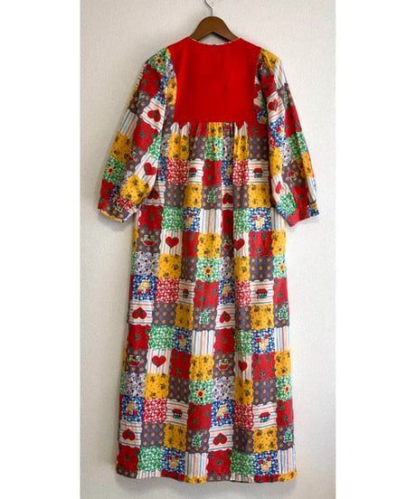 70s patchwork print dress