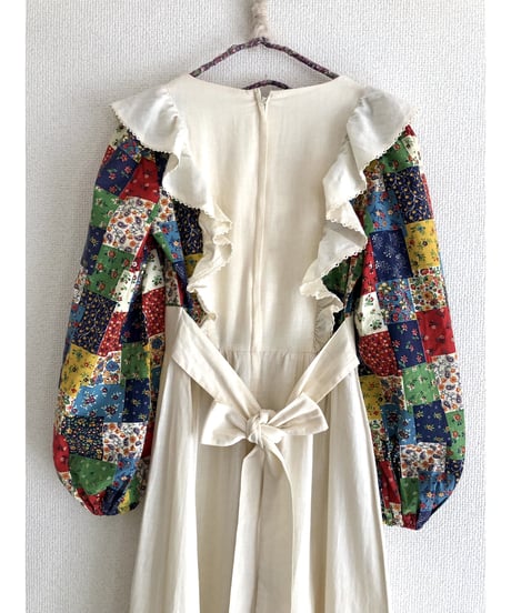 70's patchwork print apron dress