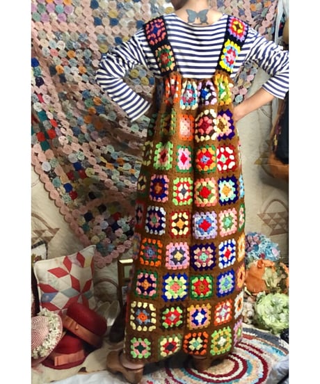 granny square one-piece brown