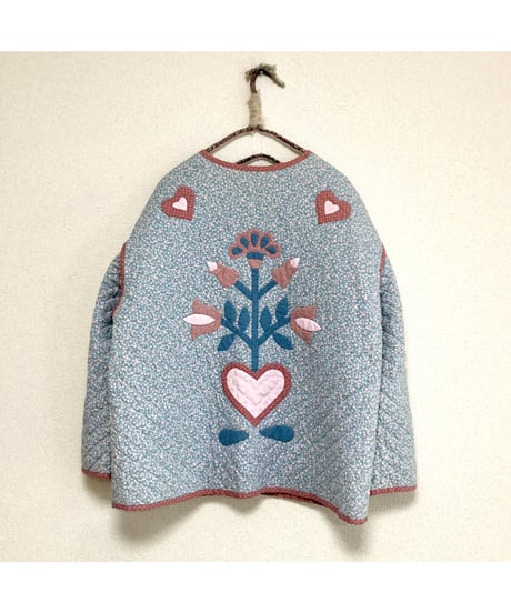 patchwork heart motif quilting jacket