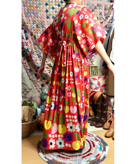 70s fruits and flower dress