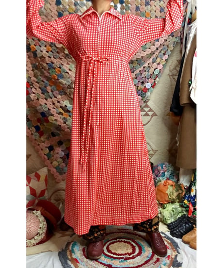 70s checkered polyester dress