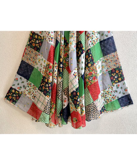 70s patchwork print dress