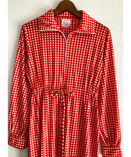 70s checkered polyester dress