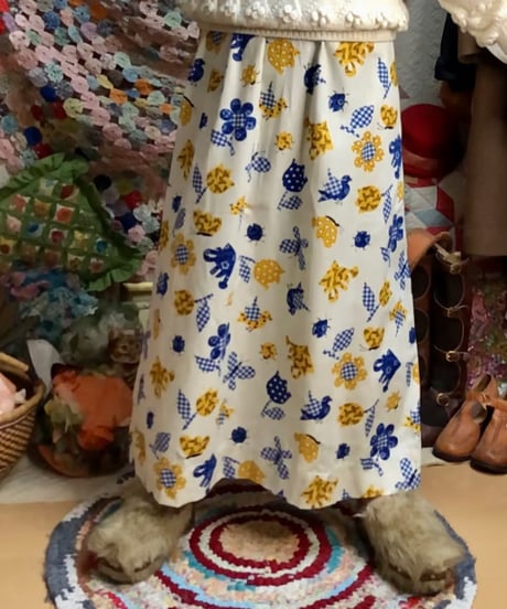 70s butterfly & flower print skirt