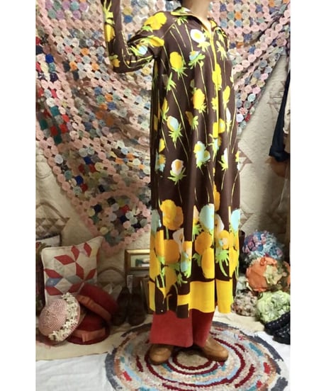 70's flower easy dress