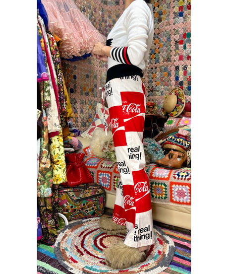 70s coca-cola print cotton pants