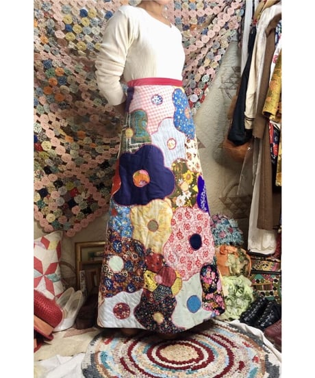vintage patchwork quilt flower skirt