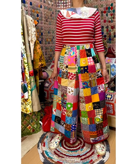 patchwork super wide leg pants