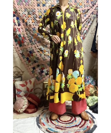 70's flower easy dress
