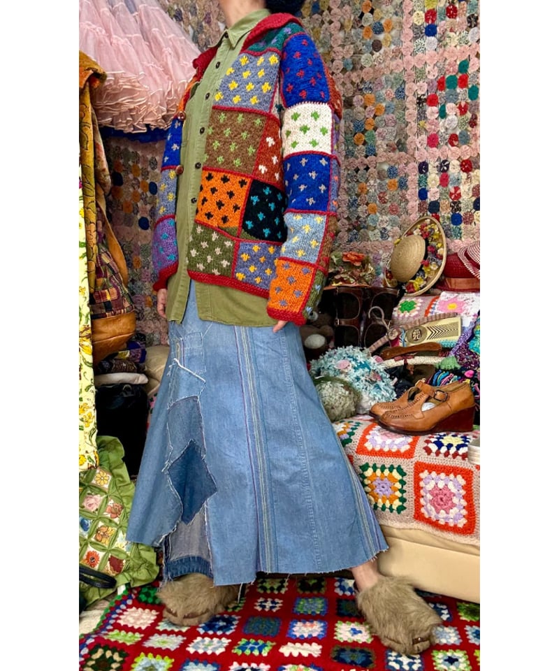 patchwork design ecuador knit cardigan | Quilt