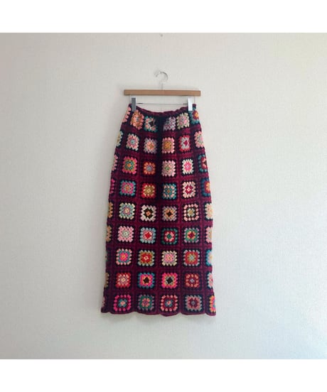 granny square skirt burgundy