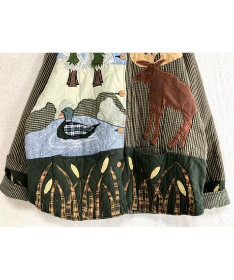 patchwork animal motif quilting jacket