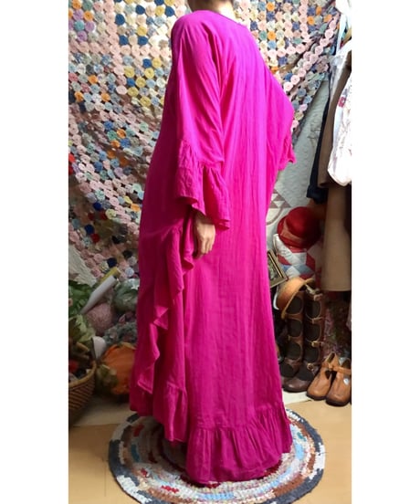 80s ruffle cotton dress