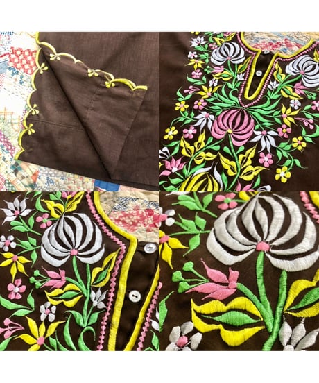embroidered kaftan print one-piece