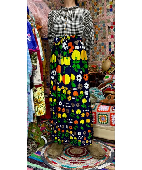 70s fruits & flower skirt