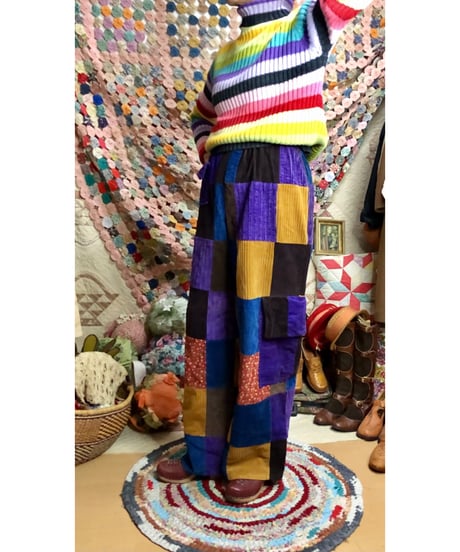 corduroy patchwork pants