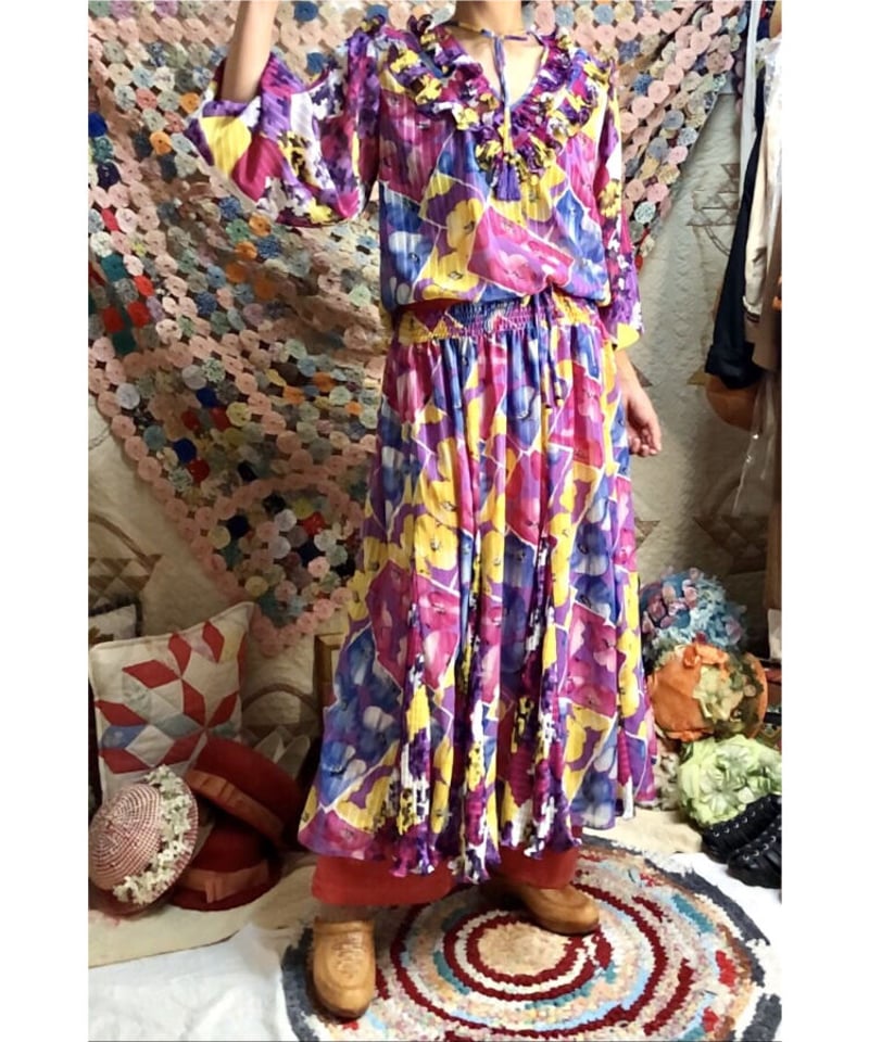 セール　爽やかグリーンなdiane freis Diane Freis Floridian Breeze Silk dress - Iconic Fashion