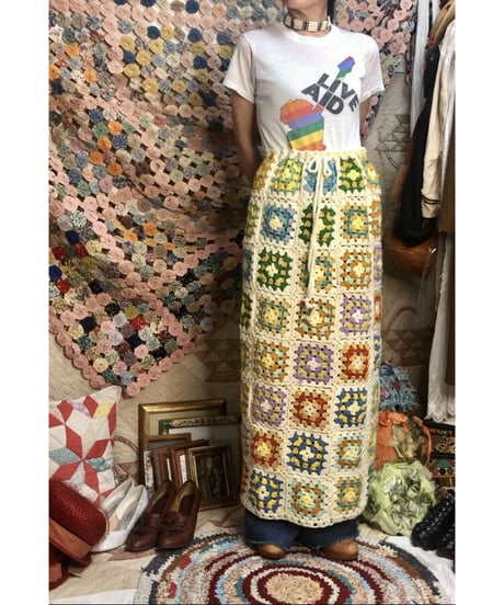 granny square skirt beige
