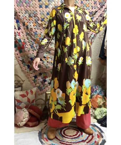 70's flower easy dress