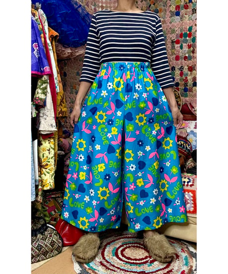 love and flower super wide leg pants（60-70s fabric）
