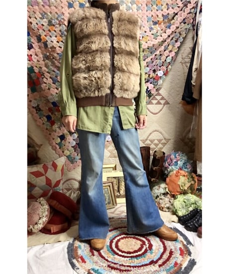 70-80's hansa branta by stearns faux fur down vest