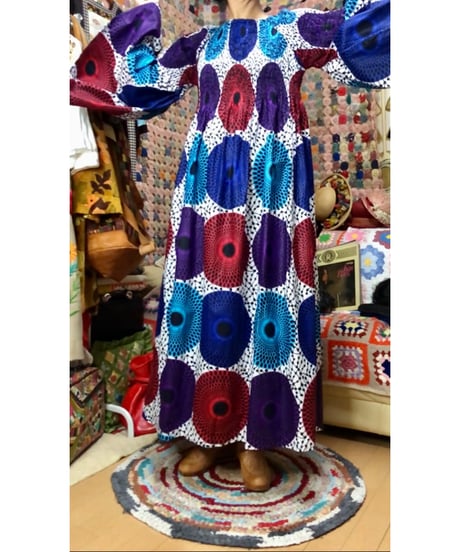 flare sleeve batik dress