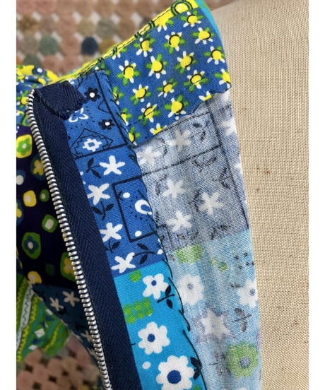 70's patchwork print cotton dress