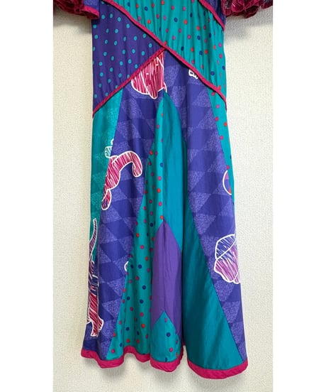 80s flare sleeve Jeanne marc dress