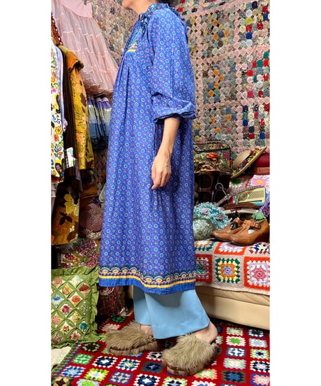 70s botanical print cotton dress