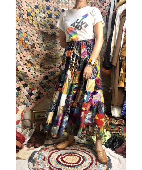 indian  rayon patchwork skirt