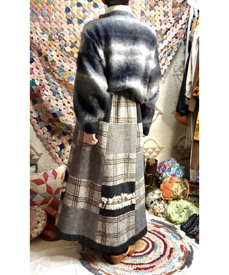 patchwork wool skirt