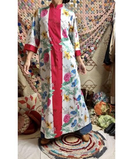 70's flower easy dress