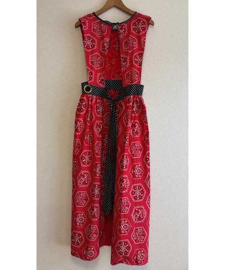 70s design house bandanna print apron dress