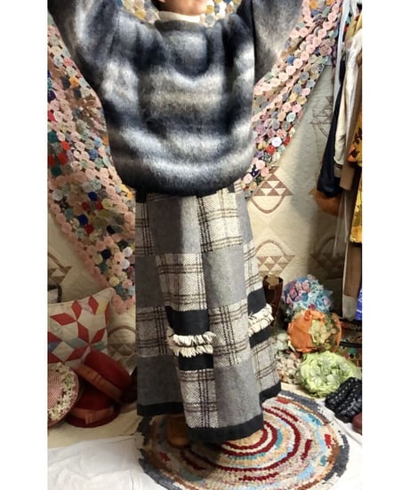 patchwork wool skirt