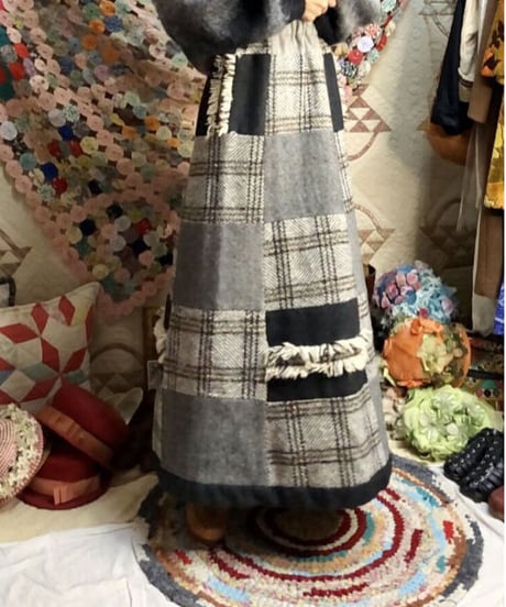 patchwork wool skirt