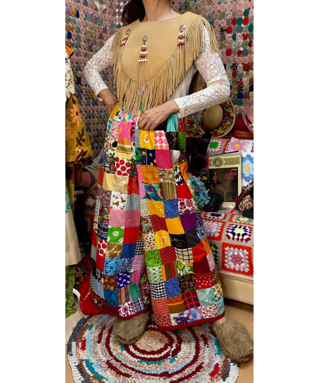 patchwork super wide leg pants