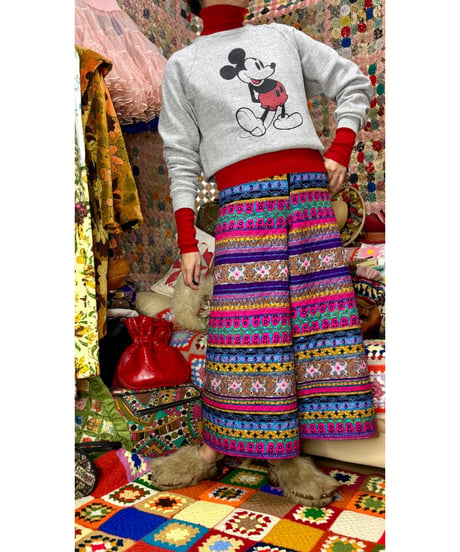 60-70s quilted wide leg pants