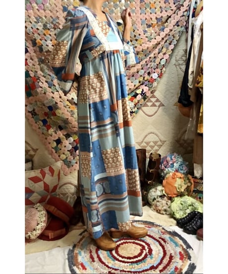 70's patchwork print dress