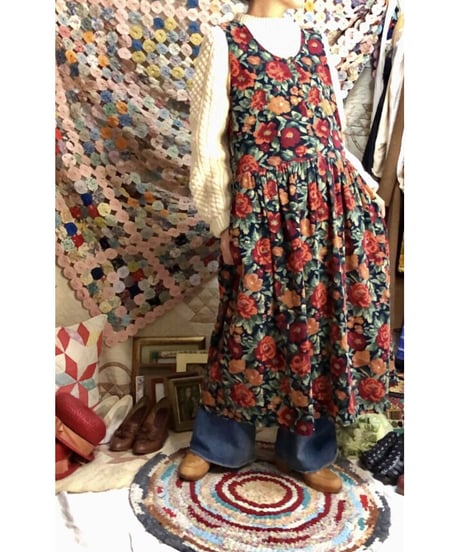 corduroy flower one-piece