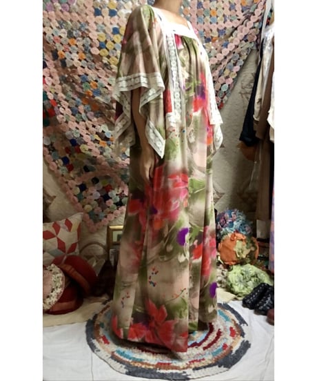 60-70's flower lace dress