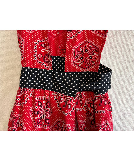 70s design house bandanna print apron dress