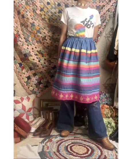 patchwork cotton skirt